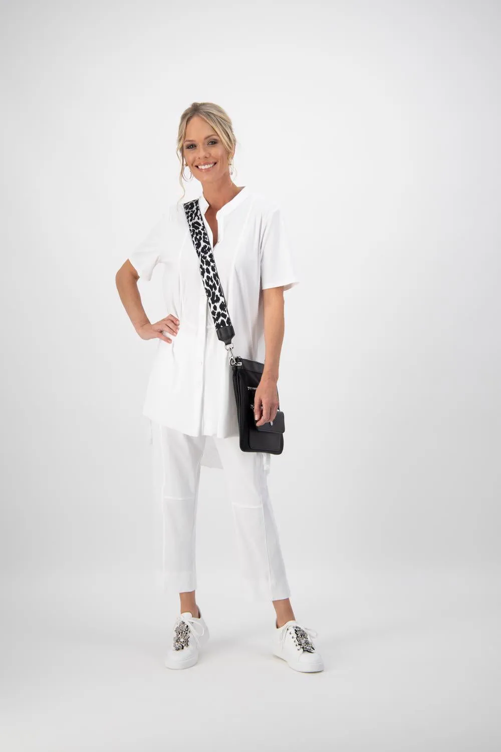 Paula Ryan Pleated Back Chiffon Shirt Black