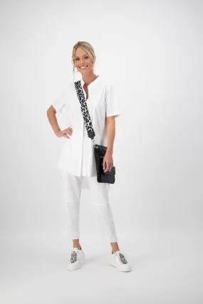 Paula Ryan Pleated Back Chiffon Shirt Black