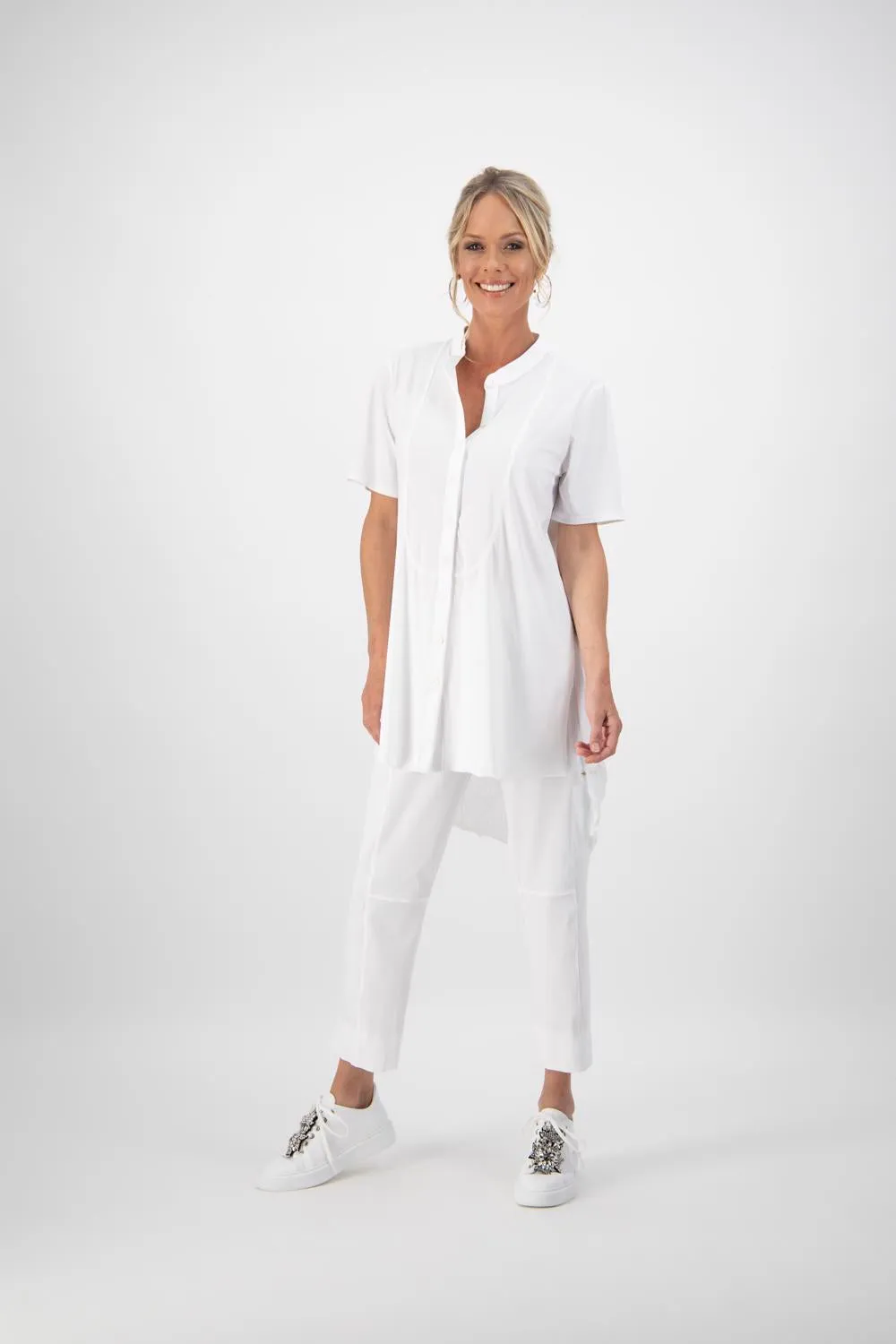 Paula Ryan Pleated Back Chiffon Shirt Black
