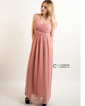 Pleated Bust  Maxi Dress (Nude)
