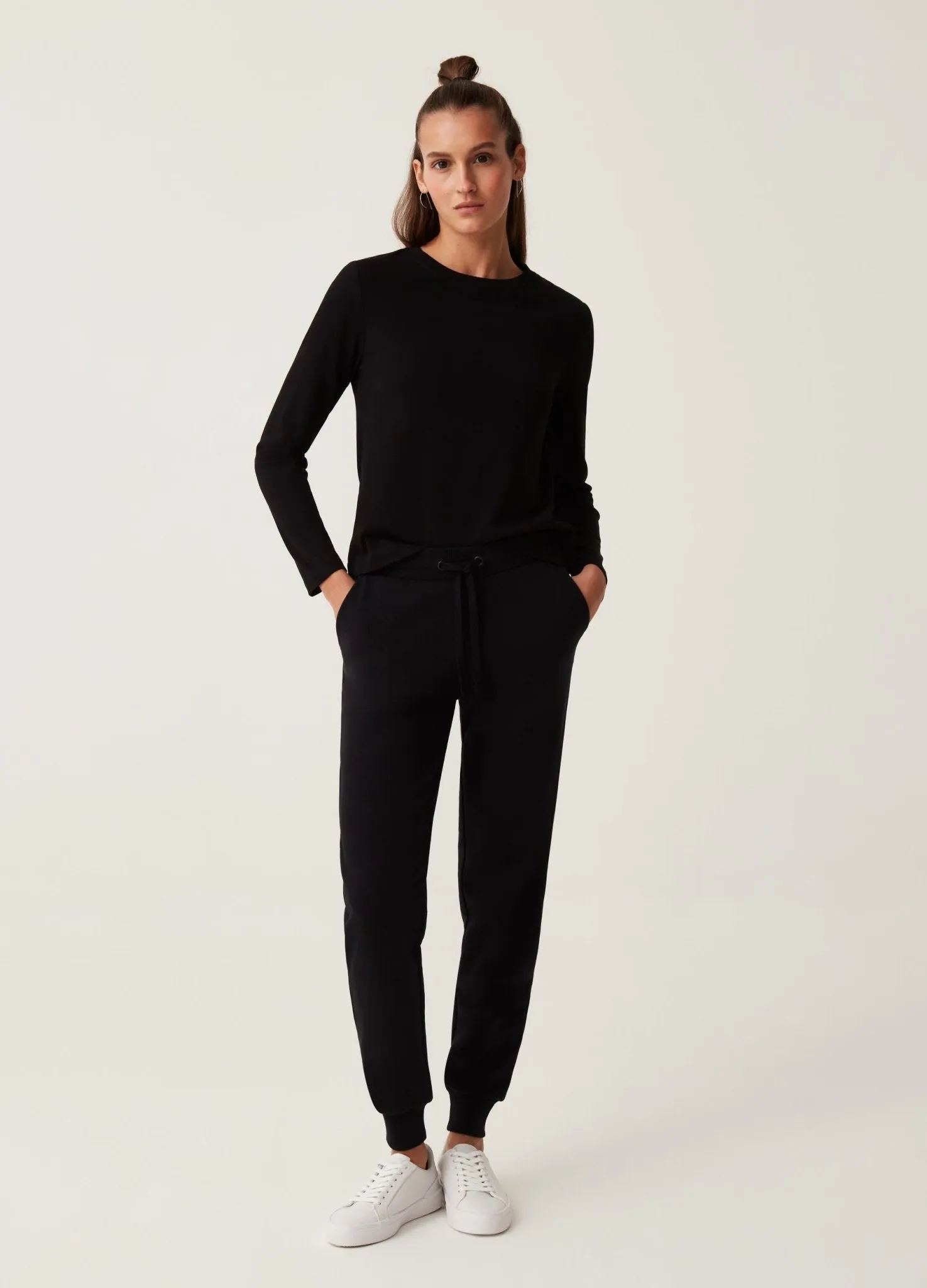 Plush joggers with drawstring