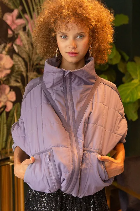 Pol Quilted Jacket with Zipper Closure and Contrast Tape Trim