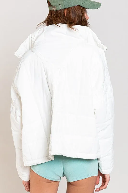 Pol Quilted Jacket with Zipper Closure and Contrast Tape Trim