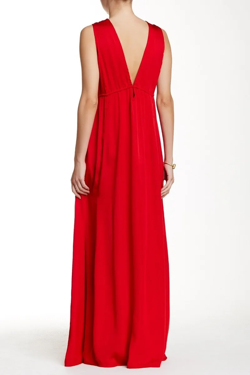Red Deep Neckline Dress