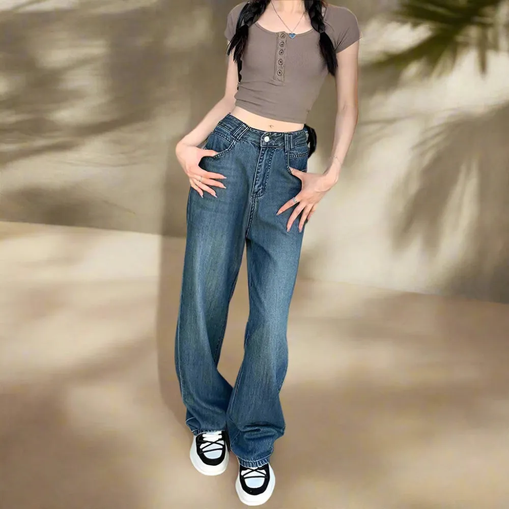 Retro Loose Straight Wide Leg Pants