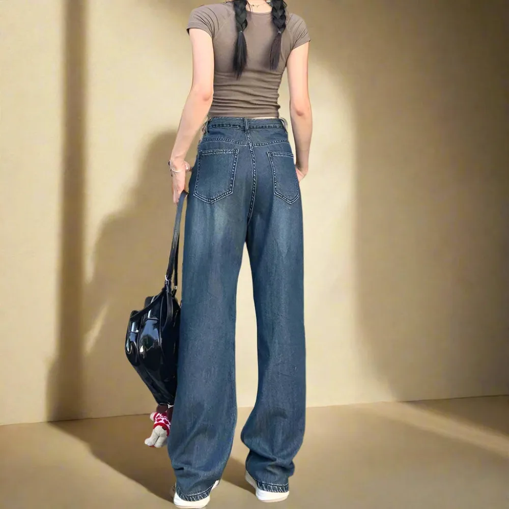 Retro Loose Straight Wide Leg Pants