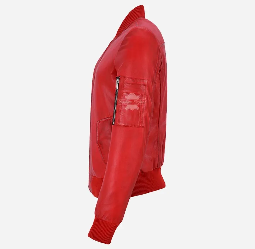 RIVERBROOK Ladies Leather Bomber Jacket Casual Fashion Jacket