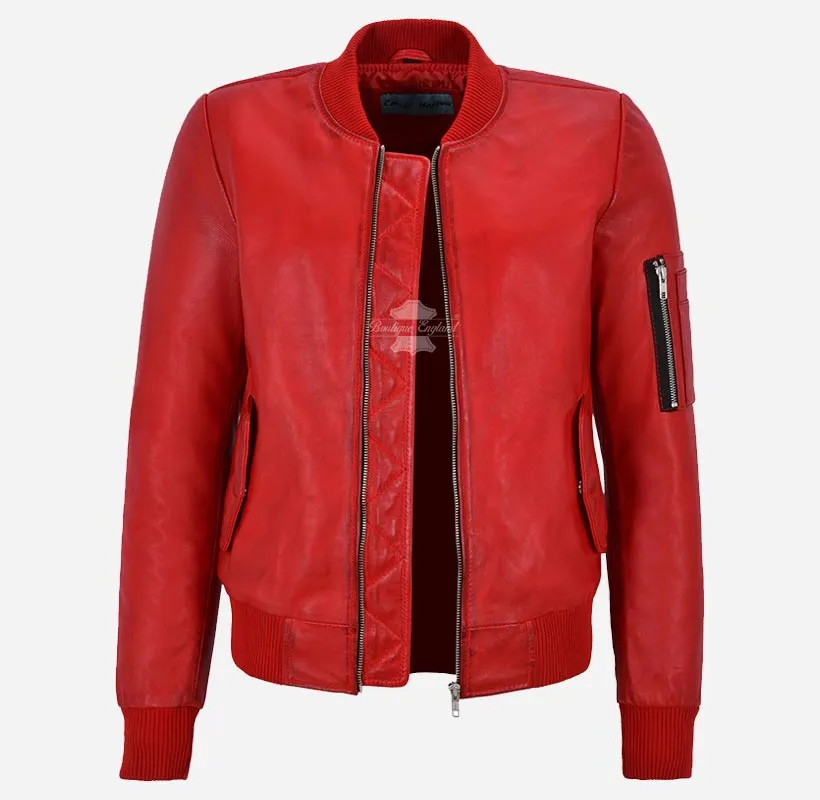 RIVERBROOK Ladies Leather Bomber Jacket Casual Fashion Jacket
