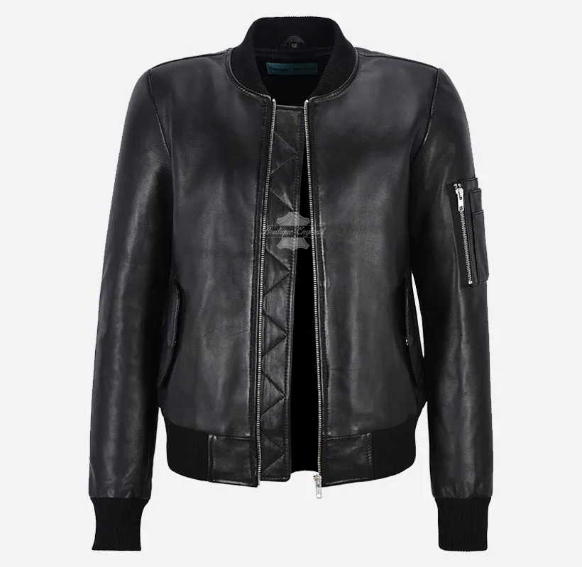 RIVERBROOK Ladies Leather Bomber Jacket Casual Fashion Jacket