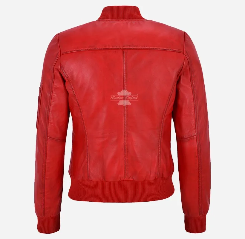 RIVERBROOK Ladies Leather Bomber Jacket Casual Fashion Jacket