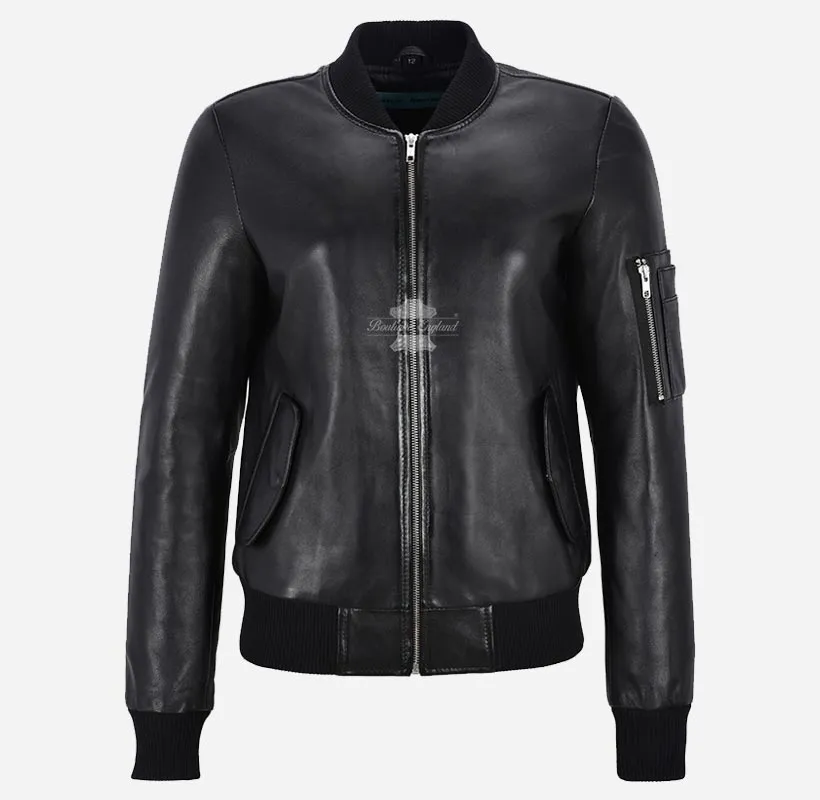 RIVERBROOK Ladies Leather Bomber Jacket Casual Fashion Jacket