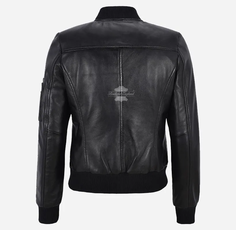 RIVERBROOK Ladies Leather Bomber Jacket Casual Fashion Jacket