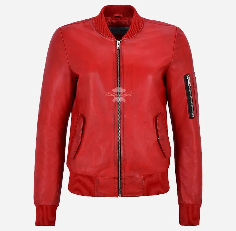 RIVERBROOK Ladies Leather Bomber Jacket Casual Fashion Jacket