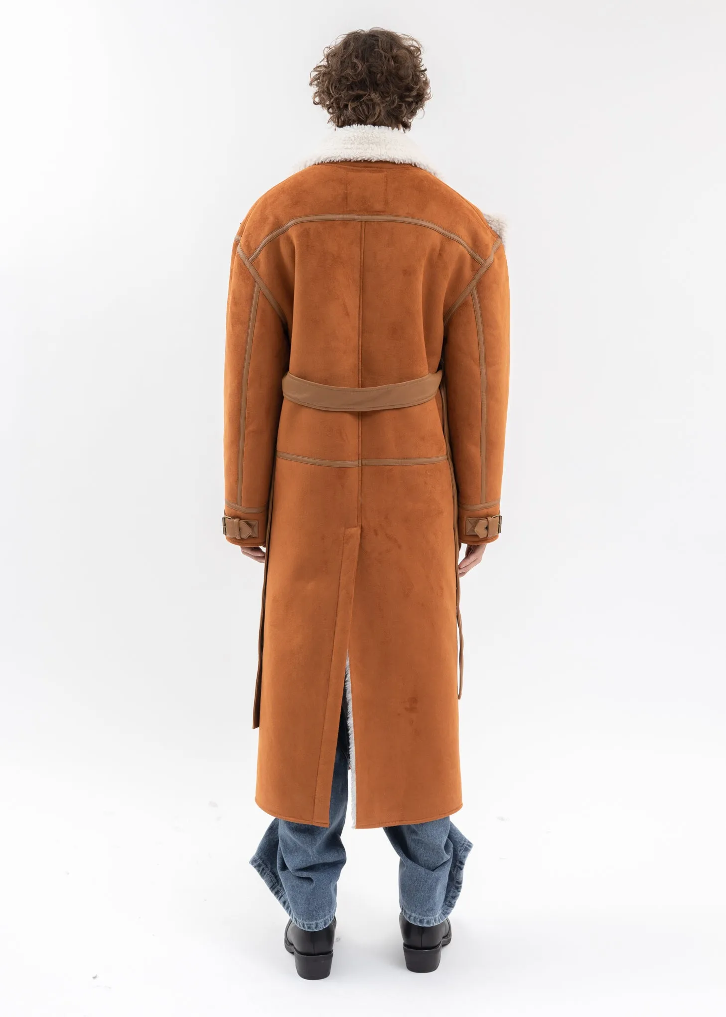 RUSH SNAP PANEL SHEARLING COAT