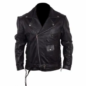 RW Authentic Cowhide Terminator 2 T2 Black Biker Leather Jacket