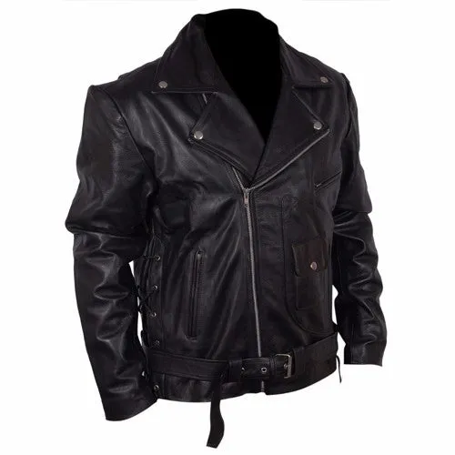 RW Authentic Cowhide Terminator 2 T2 Black Biker Leather Jacket