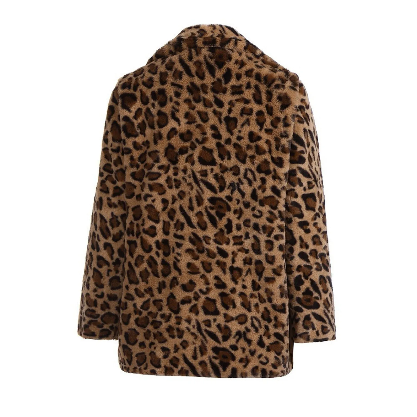 S, M, L, XL, XXL Leopard Faux-fur Long Sleeve Waistcoat Hoodie
