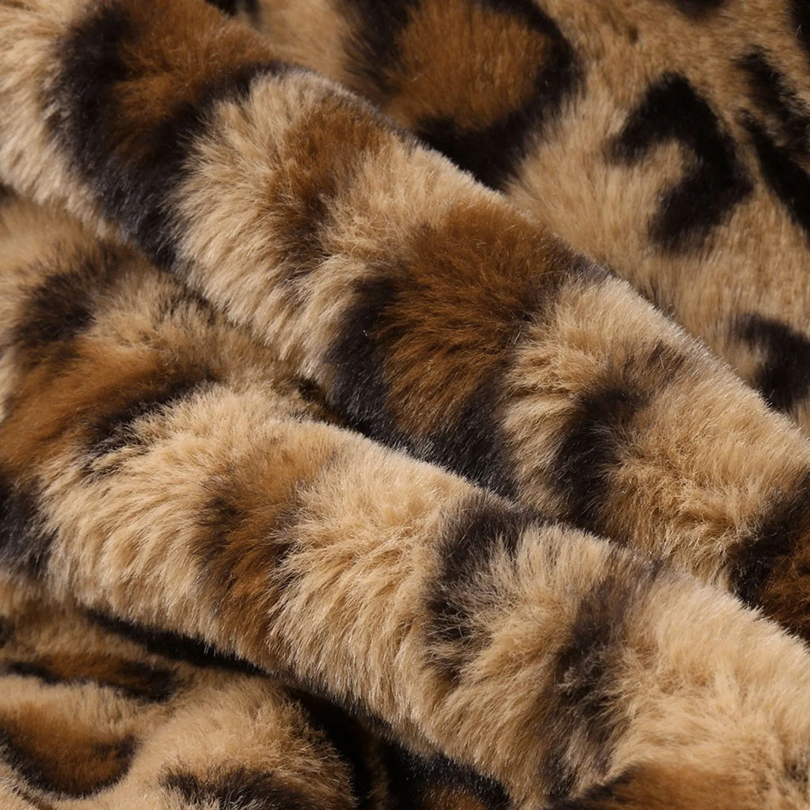 S, M, L, XL, XXL Leopard Faux-fur Long Sleeve Waistcoat Hoodie