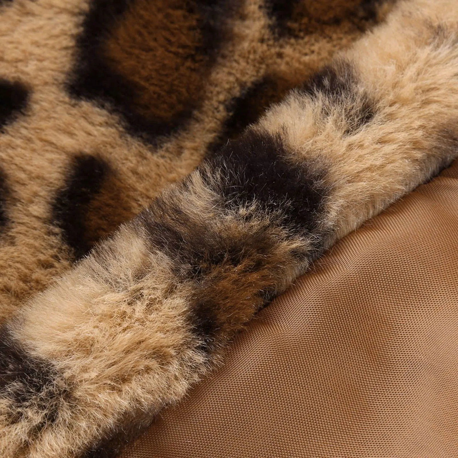 S, M, L, XL, XXL Leopard Faux-fur Long Sleeve Waistcoat Hoodie