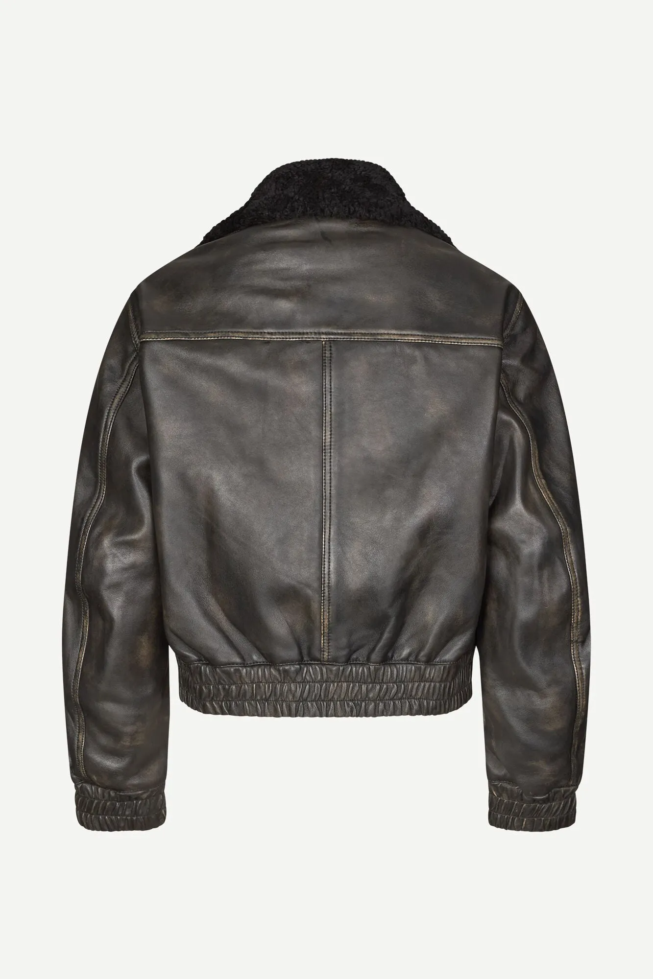 Samsoe Samsoe Sameadow Leather Bomber / Washed Black Olive