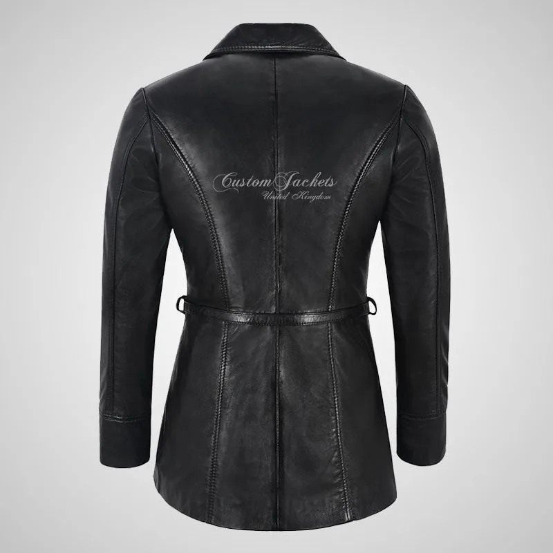 SARINA Ladies Leather Trench Coat Style Leather Jacket