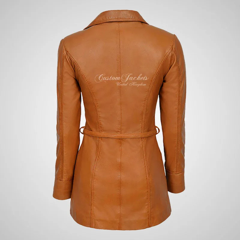 SARINA Ladies Leather Trench Coat Style Leather Jacket