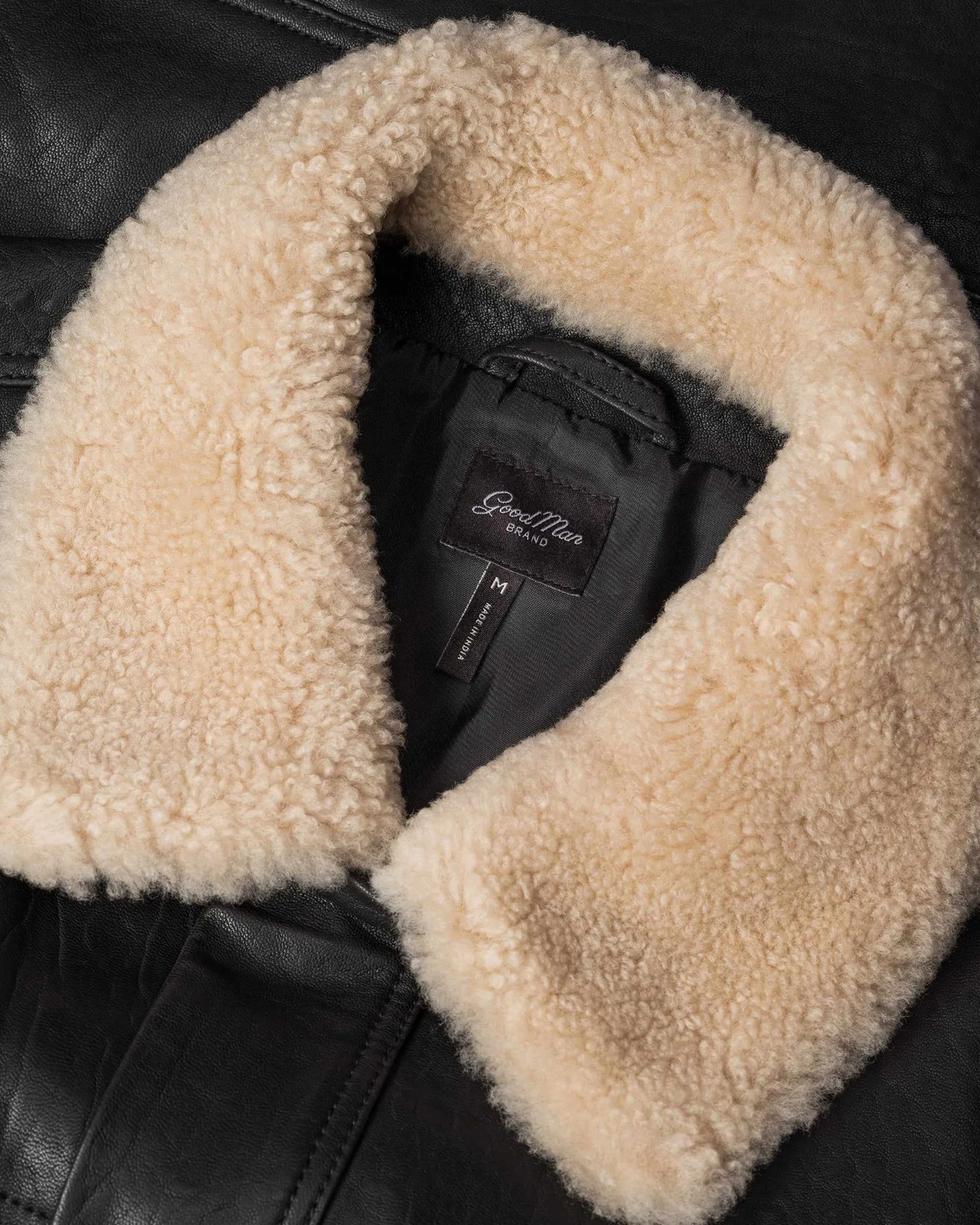 Shearling Collar Trucker Jacket | Responsible Leather
