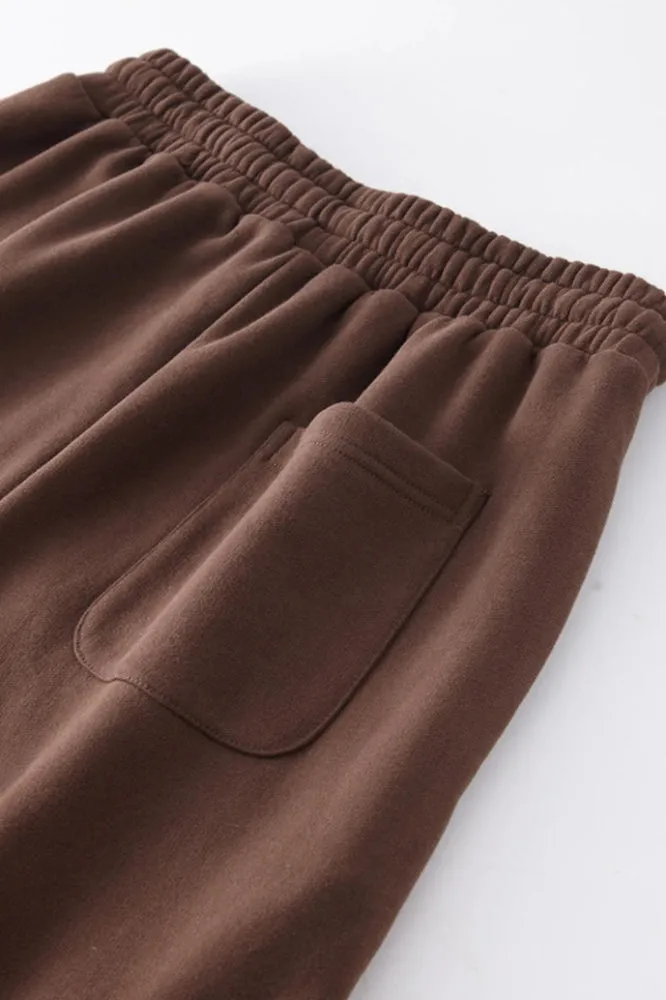 Solid Color Knit Cargo Pockets Sweat Joggers
