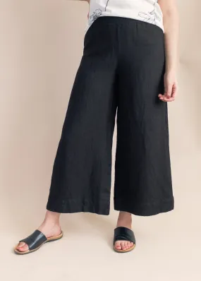 Solid Linen Crop Pant in Black | Cut•Loose