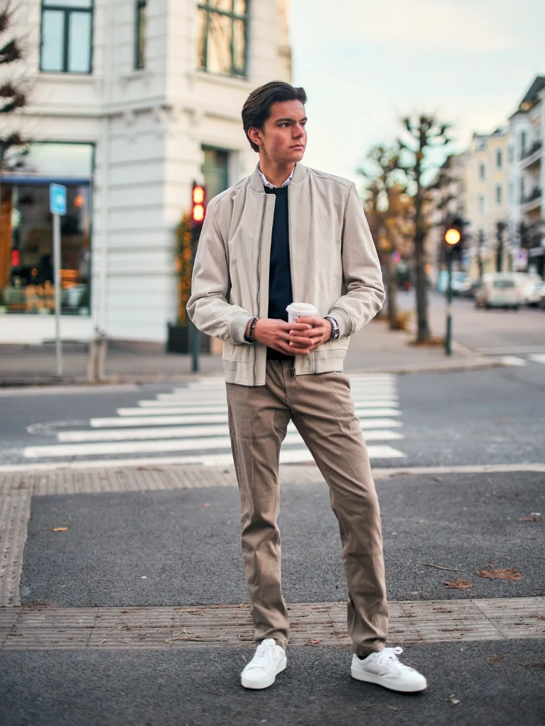 SUEDE BOMBER JACKET Beige