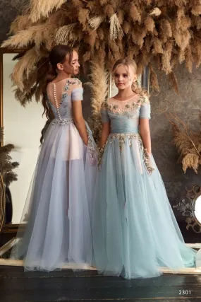 Summer Wedding Junior Bride Dress in Dusty Blue or Sage