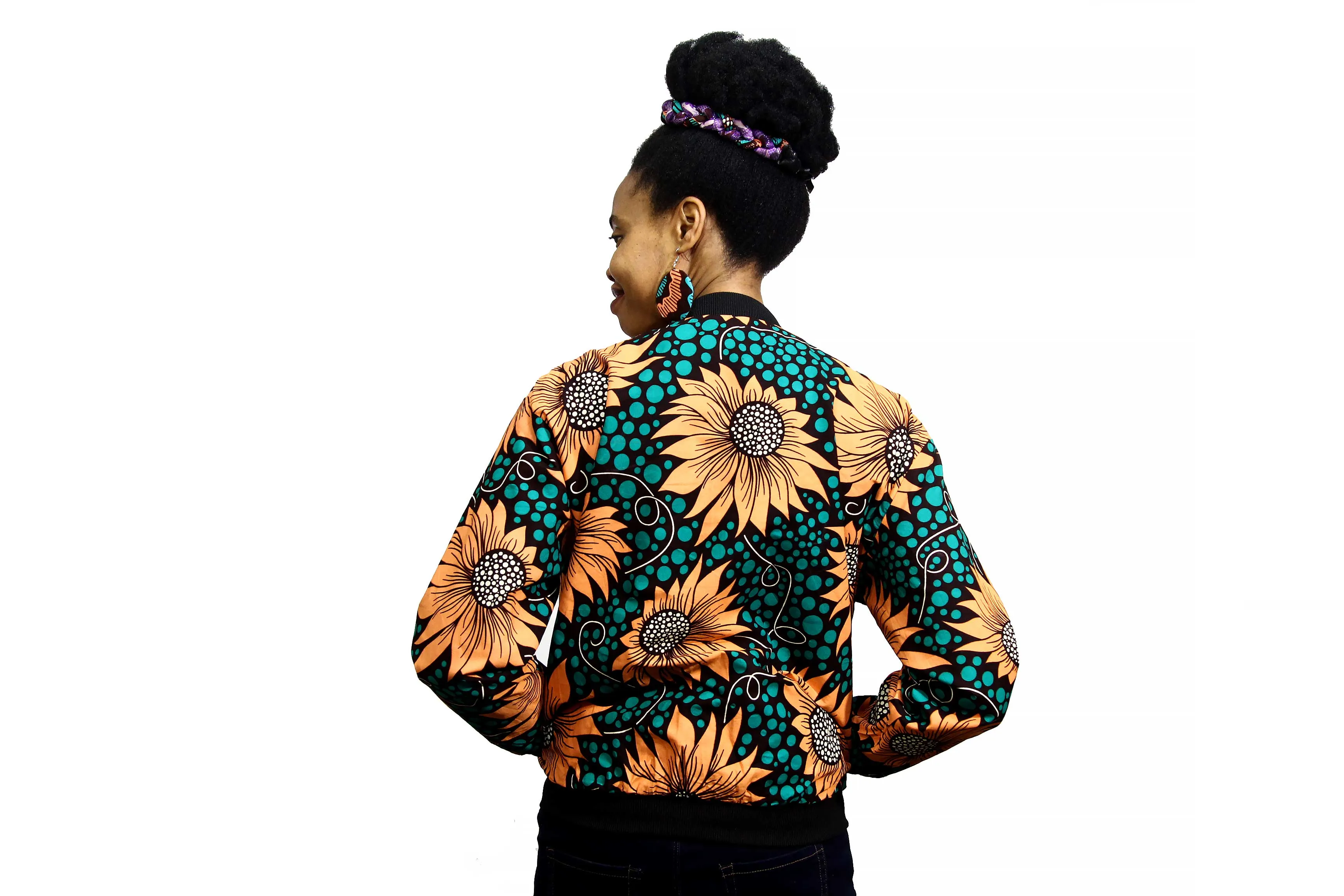 Sunflower Ankara Women's Bomber Jacket