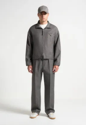 Tailored Funnel Neck Jacket - Grey