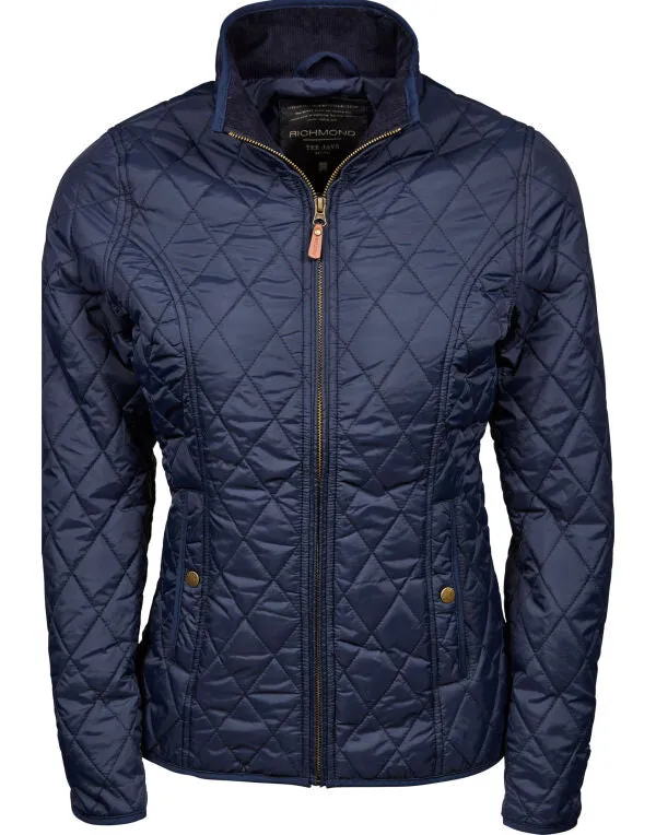 Tee Jays Richmond Ladies Quilted Jacket | Showerproof | Tailored Fit | Navy | S-3XL