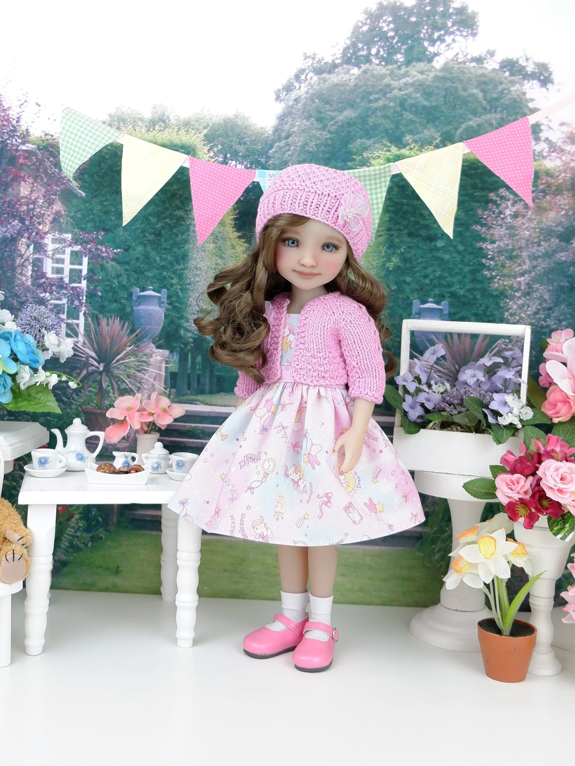Unicorn Dreams - dress and sweater set with shoes for Ruby Red Fashion Friends doll