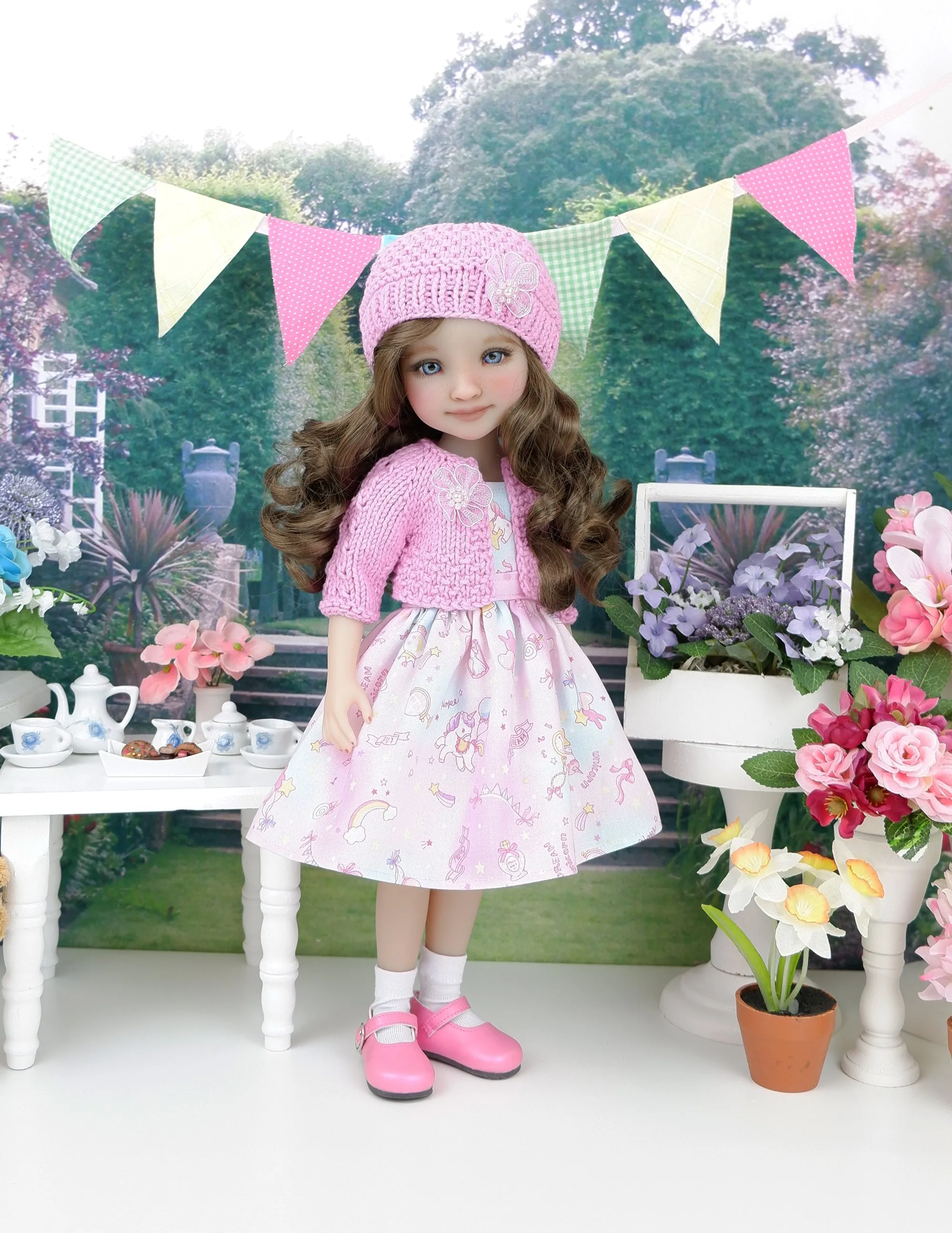 Unicorn Dreams - dress and sweater set with shoes for Ruby Red Fashion Friends doll