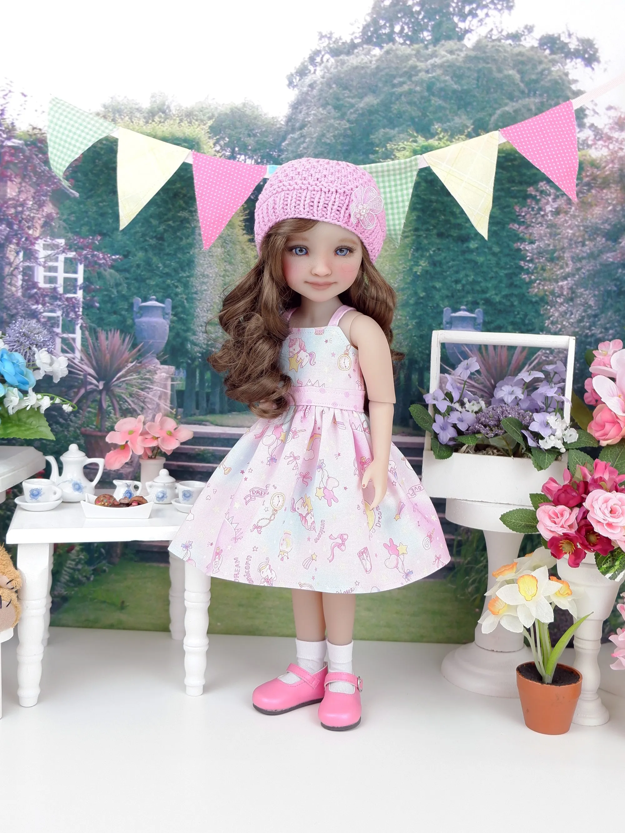 Unicorn Dreams - dress and sweater set with shoes for Ruby Red Fashion Friends doll