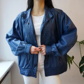Vintage blue leather jacket size M