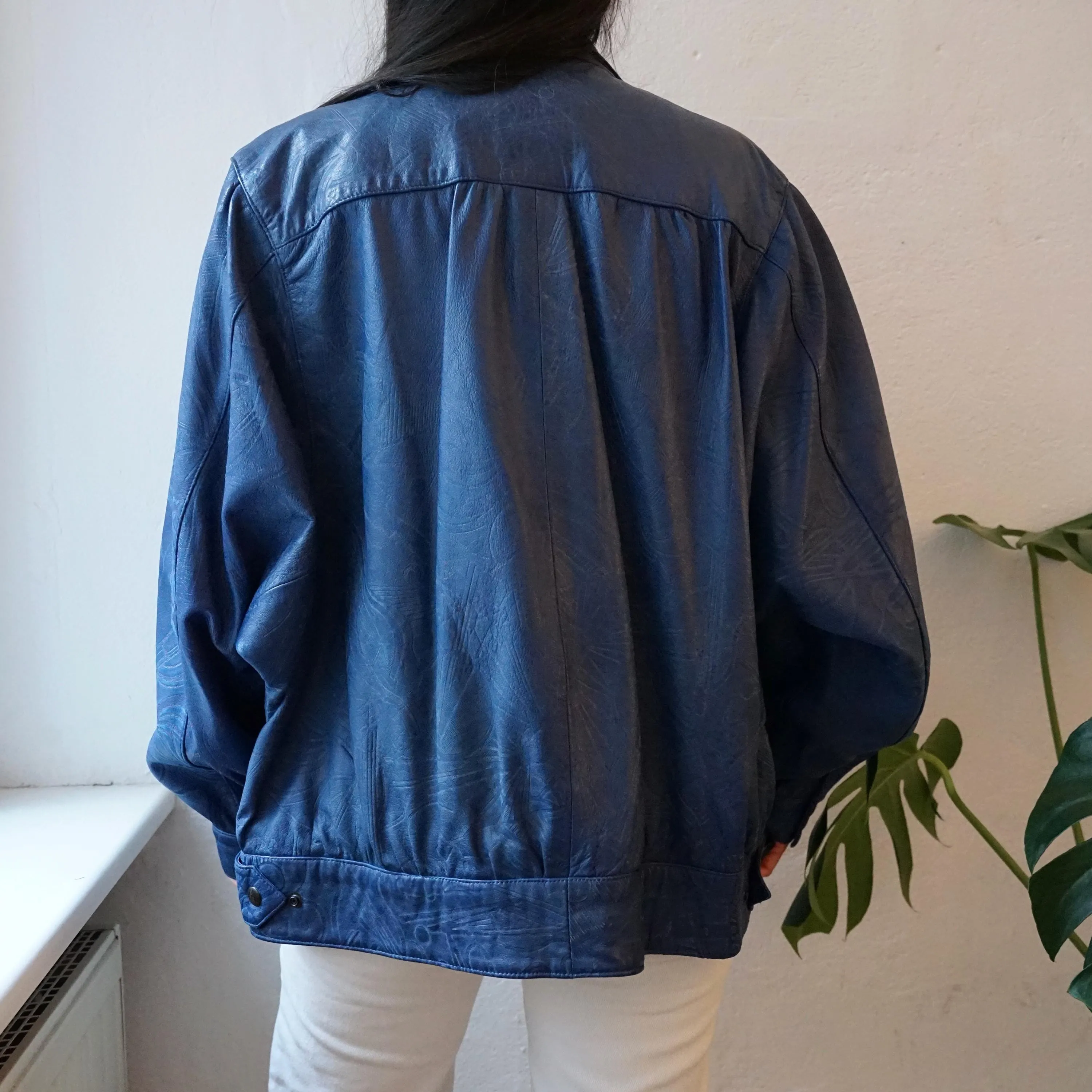 Vintage blue leather jacket size M