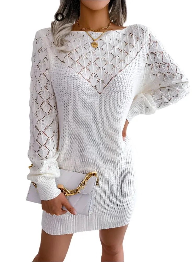 Warm Chic Long Sleeve  Style Casual Mini Sweater Dress  for Autumn/Winter