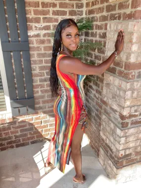 Water Color Lace Up Maxi Dress - FINAL SALE