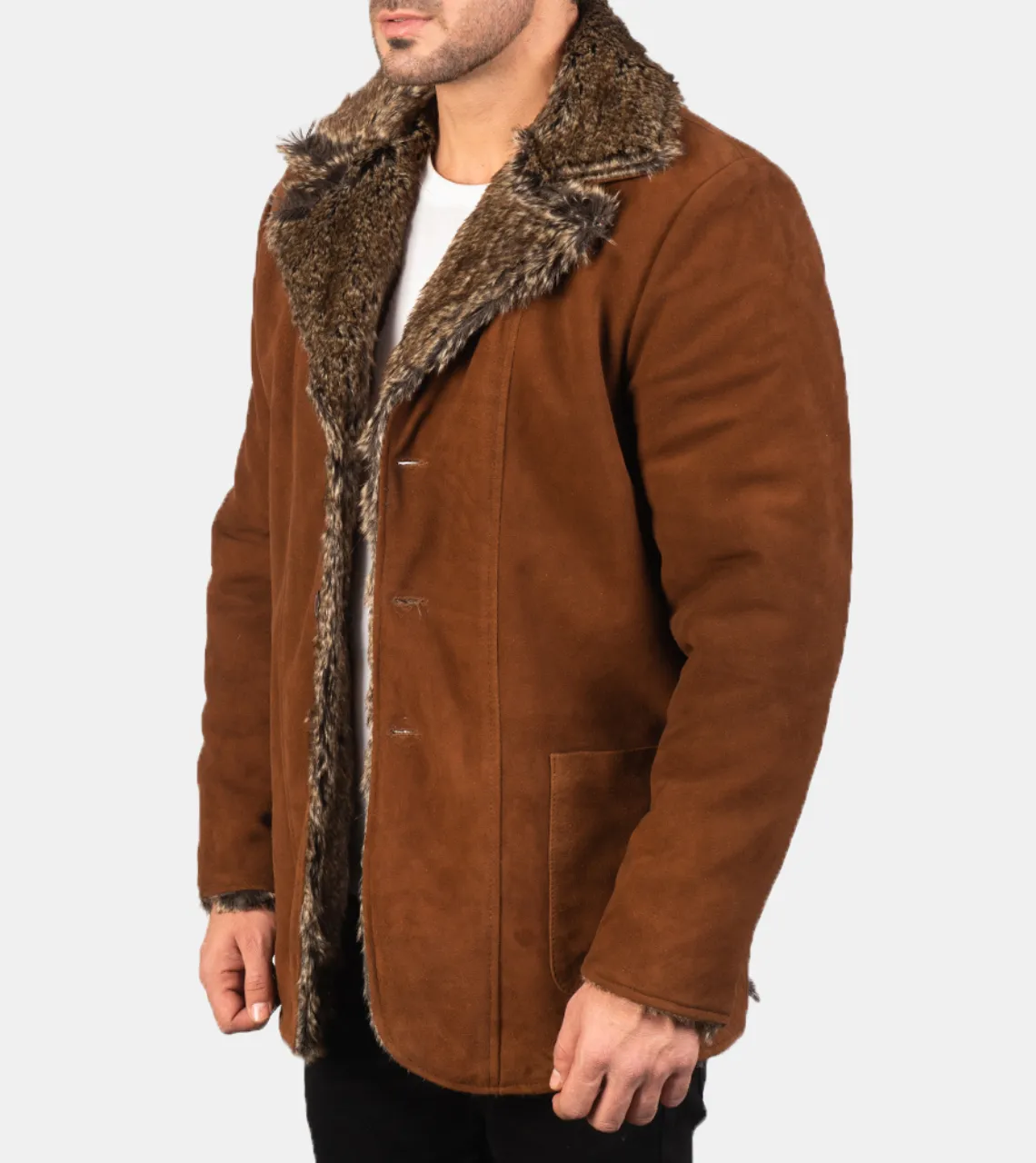 Weston Men's Brown Shearling Suede Leather Jacket