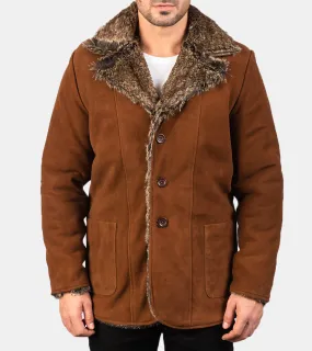 Weston Men's Brown Shearling Suede Leather Jacket