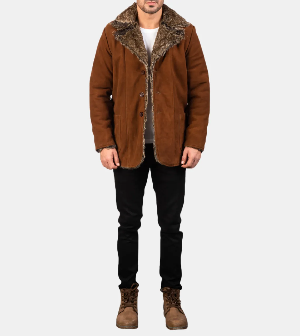 Weston Men's Brown Shearling Suede Leather Jacket