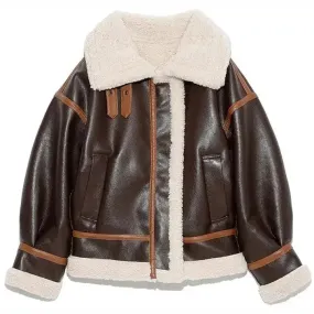 Women’s B3 RAF Aviator Sherpa Lined Sheepskin Shearling Leather Jacket