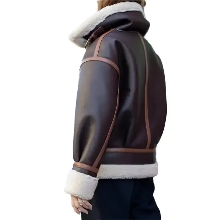 Women’s B3 RAF Aviator Sherpa Lined Sheepskin Shearling Leather Jacket