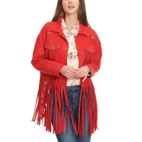 Women's Bright Red Studs Jacket