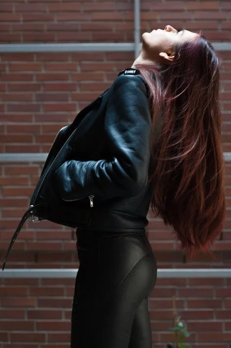 Women's Faux Shearling Lined Leather Jacket By TJS