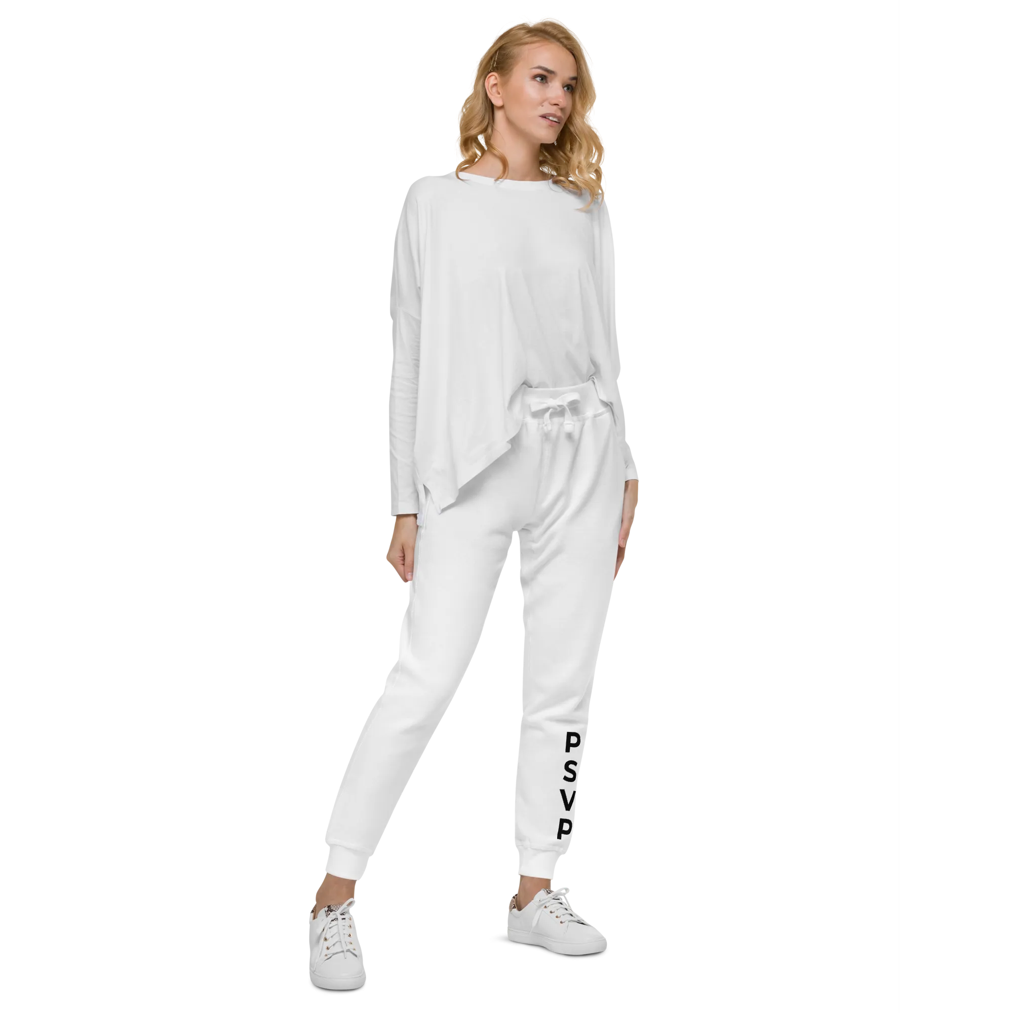 Women's Fleece White Sweatpants - PSVP