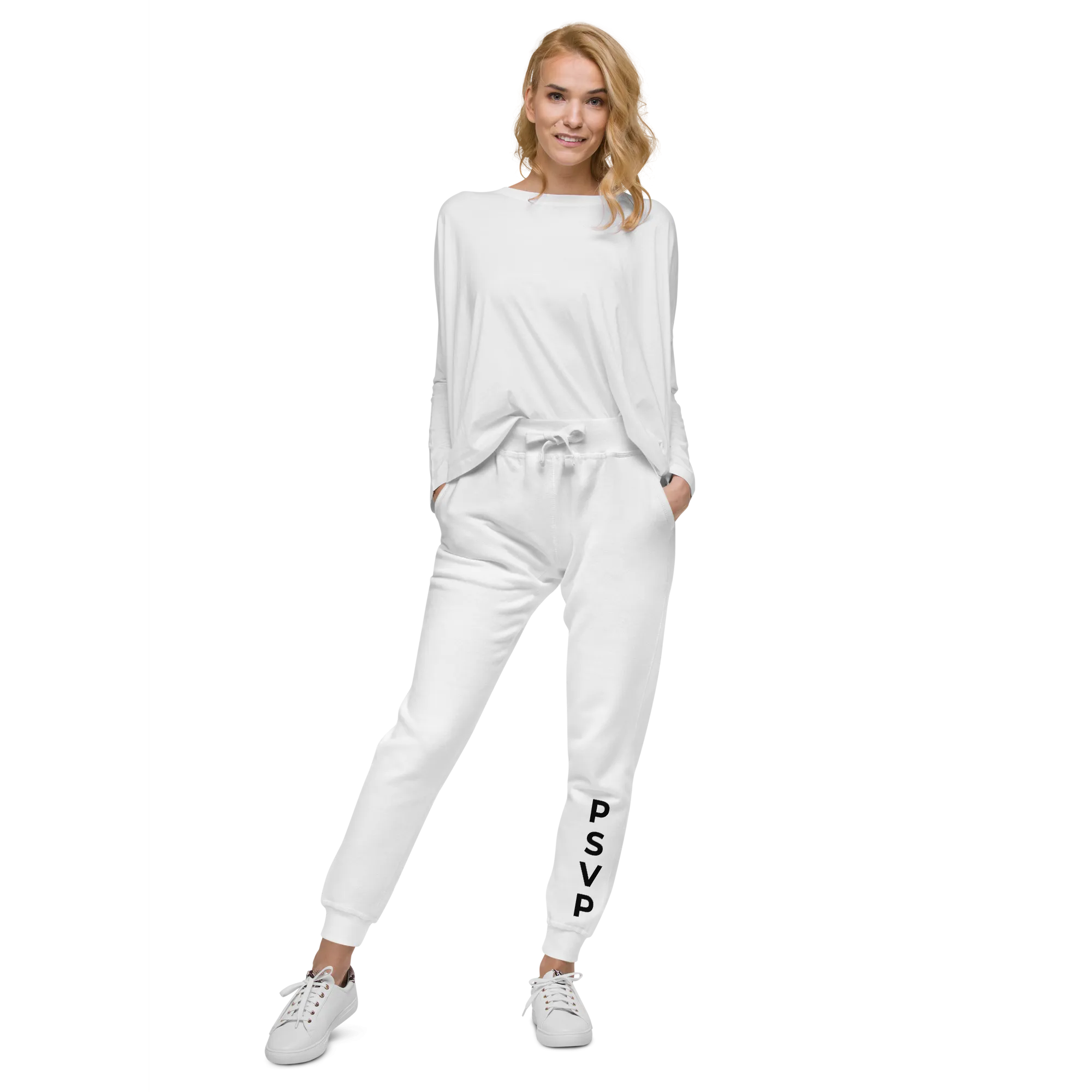 Women's Fleece White Sweatpants - PSVP